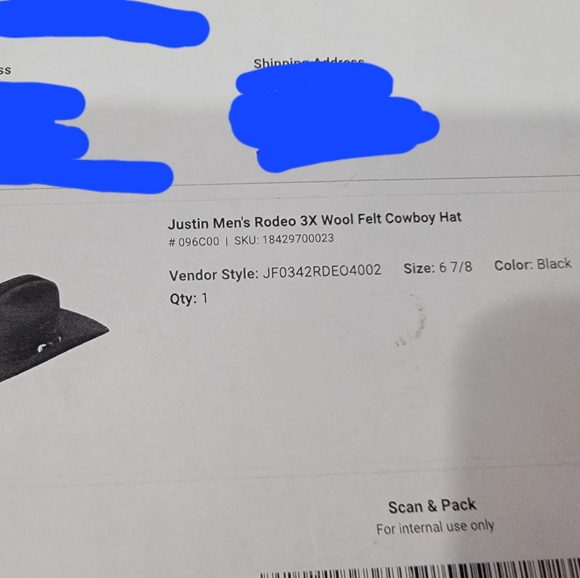 Justin Men's 3X wool felt cowboy hat - Picture 8 of 8